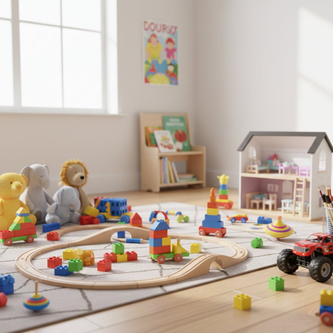 Vaikų kambarys su žaislais