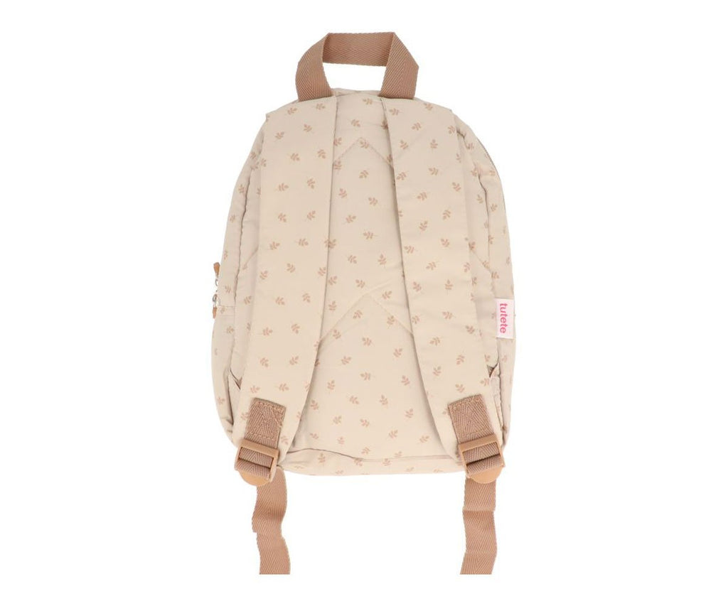 Vaikiška kreminė/rusva kuprinė su lapeliais