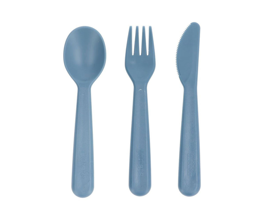 Šaukštas, šakutė ir peilis mėlynos spalvos