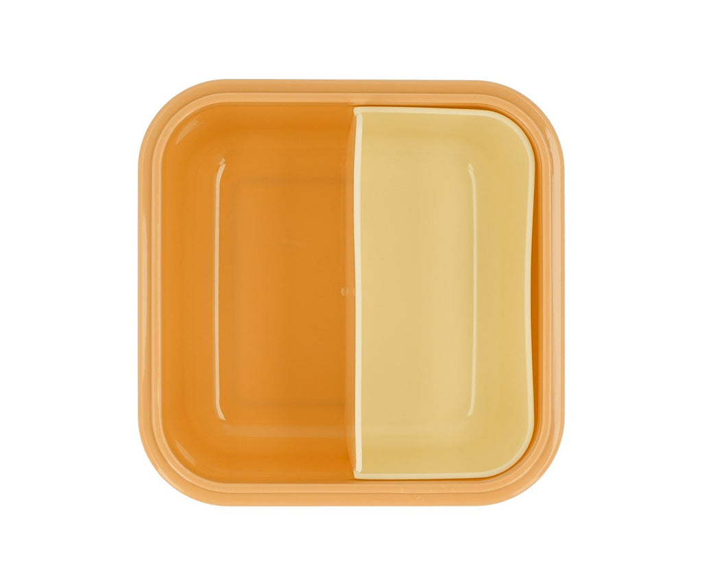 Kvadratinės pietų dėžutės vidinė dalis, geltona spalva