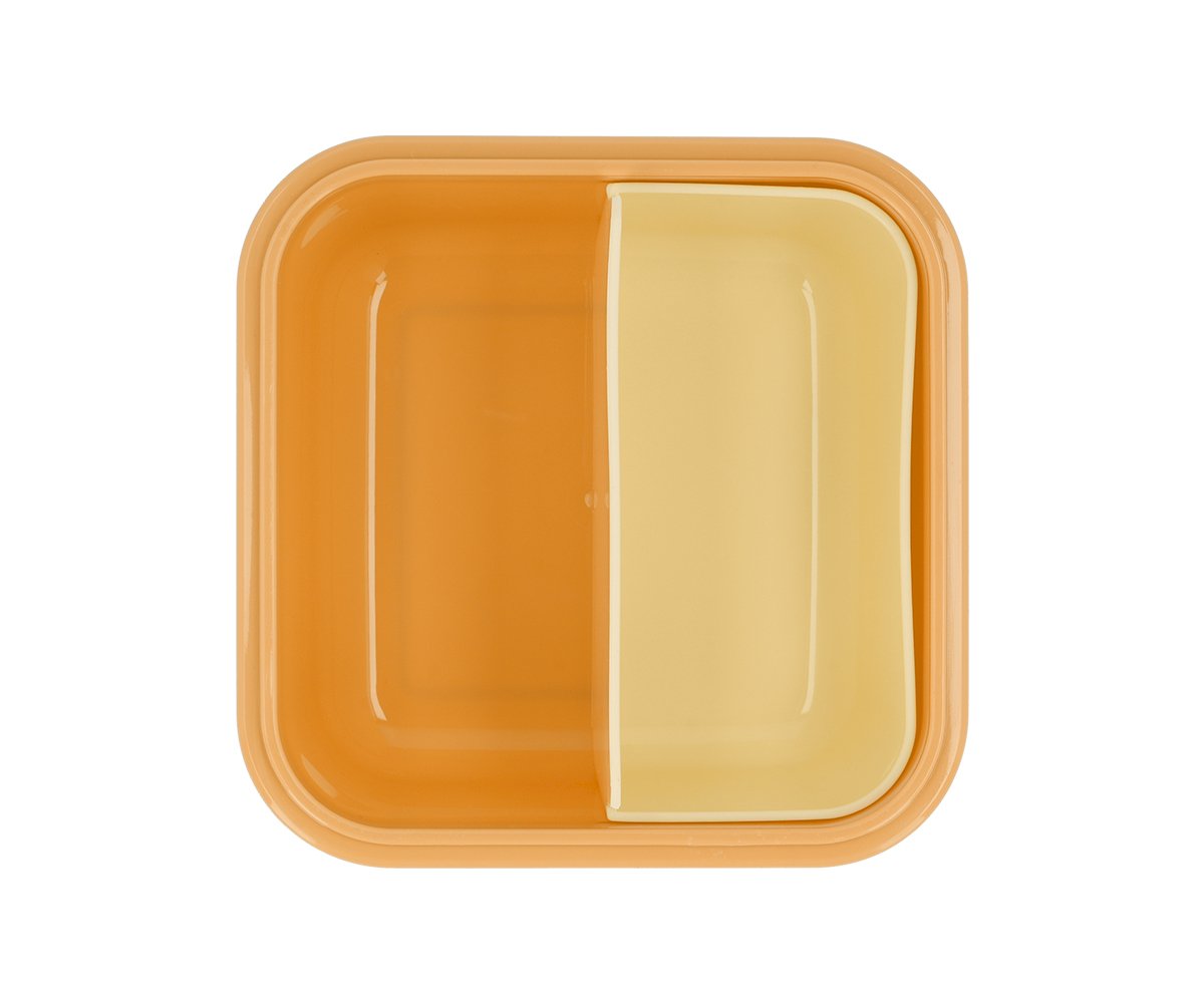 Kvadratinės pietų dėžutės vidinė dalis, geltona spalva