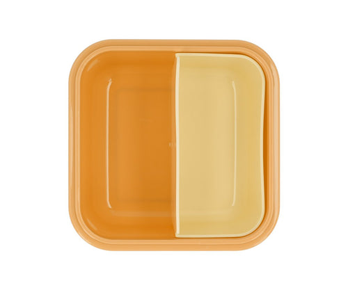 Kvadratinės pietų dėžutės vidinė dalis, geltona spalva