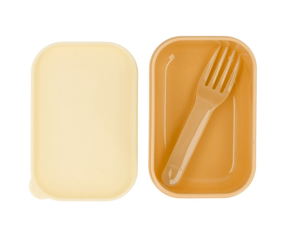 Pietų dėžutė  su šakute, geltonos spalvos