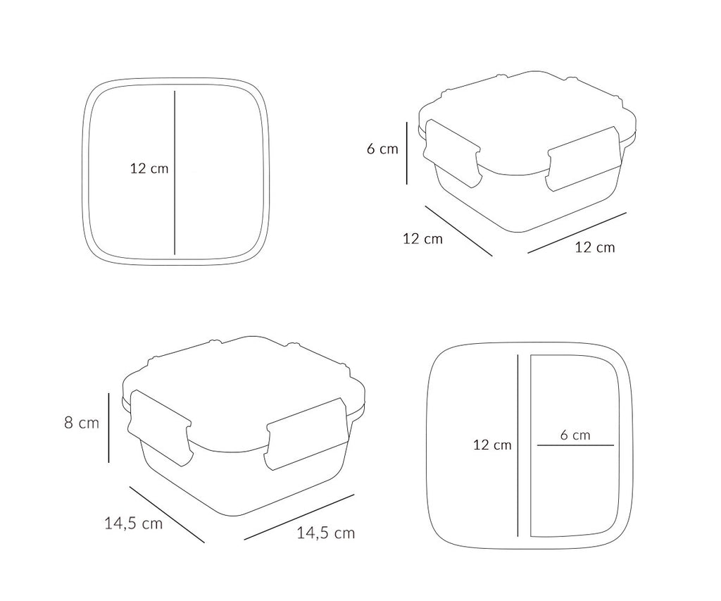 Kvadratinė pietų dėžutė vaikams su raidelėmis