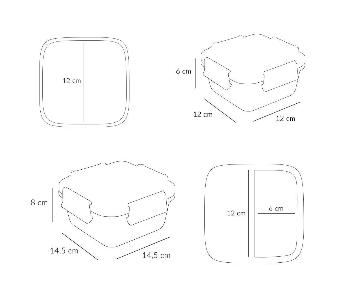 Kvadratinė pietų dėžutė vaikams su raidelėmis