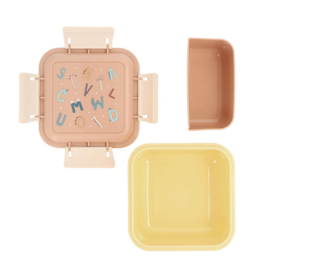Kvadratinė pietų dėžutė vaikams su raidelėmis