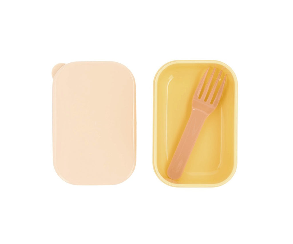 Pietų dėžutė su šakute, geltonos spalvos